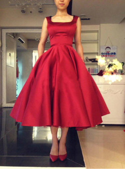 Vintage Dark Red Homecoming Dresses Backless Bowknot Satin