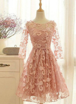 Cheap homecoming dresses 2017 Romantic A-Line Scoop Long Sleeves