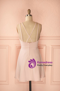 Sexy A-Line Criss-Cross Straps Light Pink Satin Homecoming Dresses With Pleats