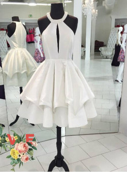 Graduation Dress New Sleeveless Prom Dress Real Photo Halter Prom Gown Short Prom Dresses