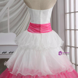 New Handmade White And Pink Organza Vintage Wedding Dress