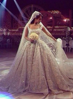Real Picture Amazing Brides Ball Gown Lace Wedding Dresses With Long Train