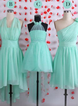 Simple bridesmaid dresses  Mint bridesmaid dress  Short chiffon bridesmaid dresses