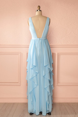 Long Chiffon Light Blue Bridesmaid Dresses 2017