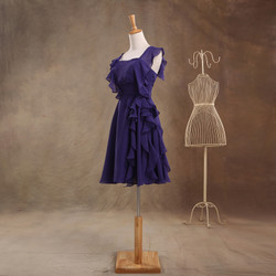 Cheap bridesmaid dresses 2017 Square Neck Short Bridesmaid Dresses Purple Chiffon Dresses