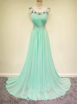 Cheap bridesmaid dresses 2017 Custom Beaded Long Mint Prom Dress  Mint Formal Dress