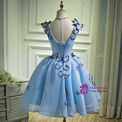 A-line V-neck Prom Dress Tulle Short Homecoming Dresses