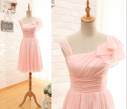 Asymmetrical Straps Pearl Pink Bridesmaid Dress Pearl Pink Party Dresses
