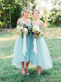 2017 Elegant A-line Aquare Tulle High Low Bridesmaid Dress Wedding Party Dresses Tea Length