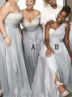platinum silver bridesmaid dresses