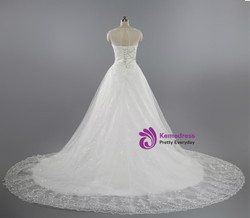 Luxury Dubai Wedding Dress 2017 A-line Lace Applique Sequined Wedding Dress