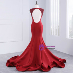 Luxury satin v-neck mermaid long dresses for teens floor-length evening dresses