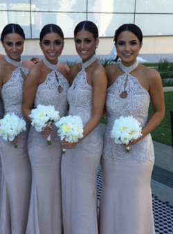 Halter Lace bridesmaid dress Chiffon bridesmaid dress cheap bridesmaid dress