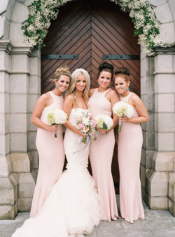 Blush Pink Bridesmaid Dresses High Neck Bridesmaids Dress  Long Bridesmaid Dress