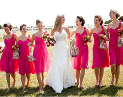 Hot Pink Bridesmaid Dresses Cute Bridesmaid Dress Knee Length bridesmaid dress