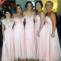 Bridesmaid Dress Sexy Bridesmaid Dresses Beaded Evening Dress pink Appliques Evening Gowns