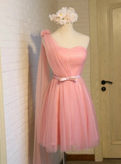 Sexy Women's One Shoulder Homecoming Dresses Pink Short Prom Party Cocktail Dresses