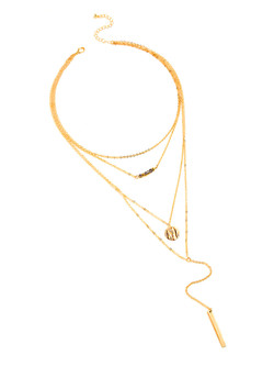 Crystal And Bar Multi-Layer Chain Necklace