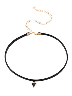 Black Triangle Pendant Thin Choker Necklace