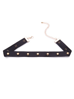 Black Metallic Embellished Velvet Choker