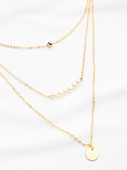 Sequin And Beads Design Chain Pendant Necklace