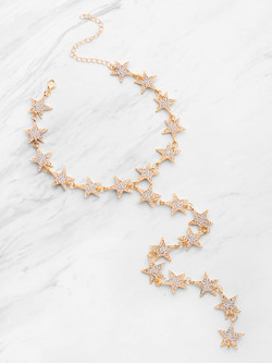 Rhinestone Embellished Star Design Y Necklace