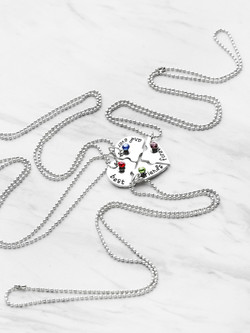 Crystal Detail Heart Shaped Friendship Necklace 4pcs