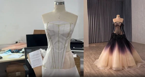 How We Built a Black Gradient Tulle Prom Dress by Hand