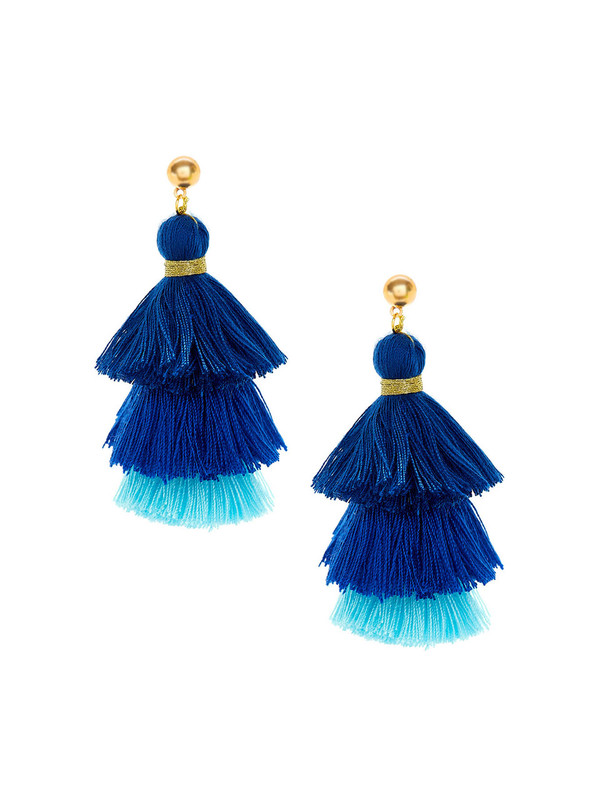 Two Tone Layered Tassel Drop Earrings