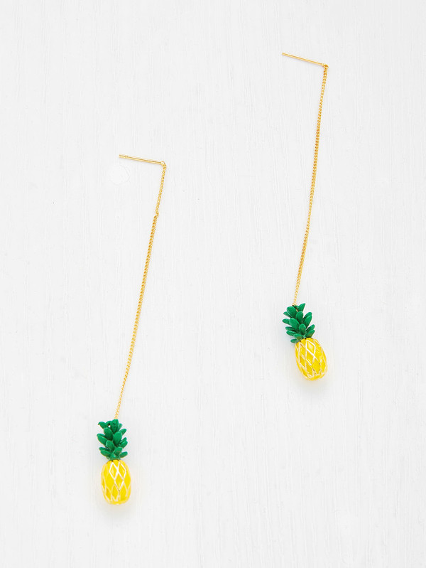 Pineapple Design Long Drop Earrings