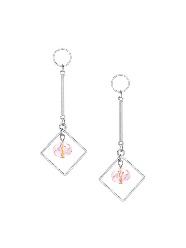Geometric Drop Earrings With Crystal
