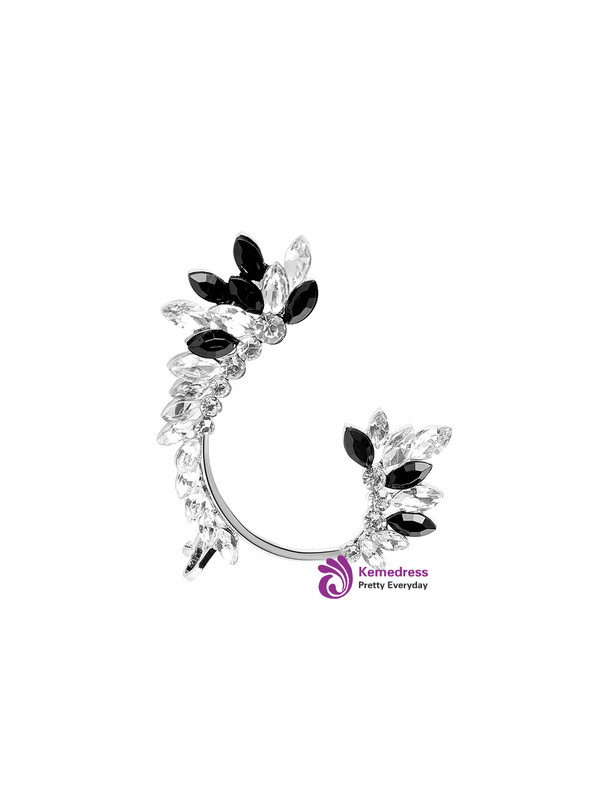 Two Tone Rhinestone Decorated Ear Climber 1pc