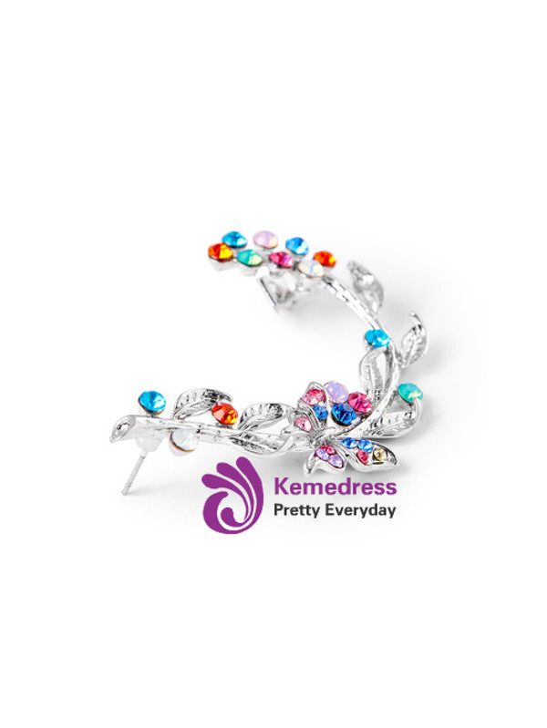 Rhinestone Leaf Left Ear Climber