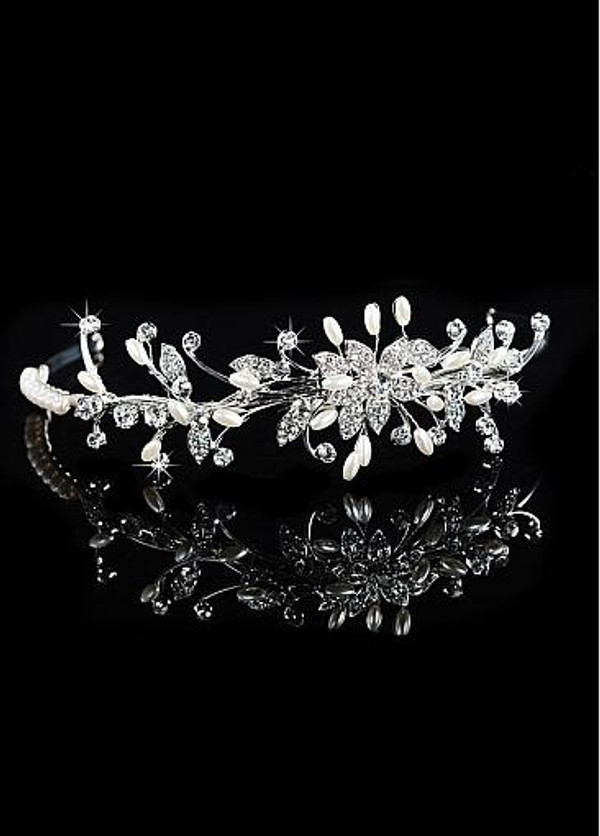 In Stock Exquisite Alloy Wedding Tiara With Rhinestones