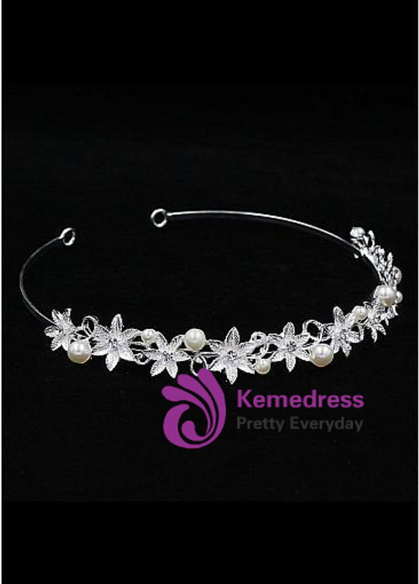 In Stock Chic Alloy Wedding Tiara With Rhinestones & Pearls