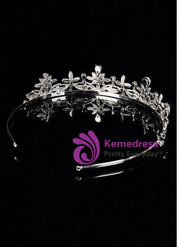 In Stock Amazing Silver-plated Alloy Tiara With Rhinestones