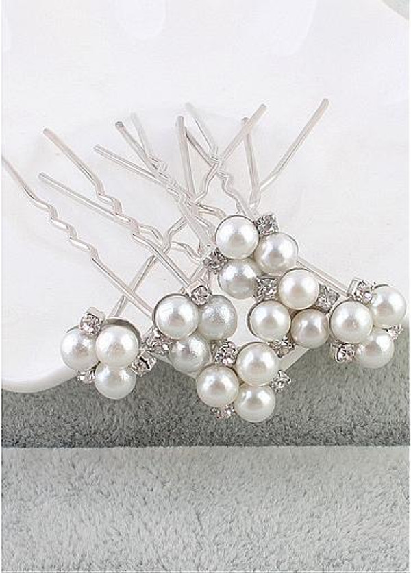 In Stock Elegant Wedding Hair Ornaments With Rhinestones & Pearls
