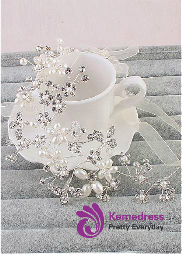 In Stock Attractive Alloy Wedding Hair Jewelry With Rhinestones & Pearls