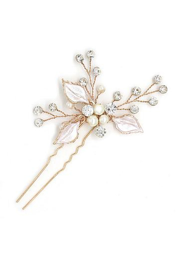 In Stock Pretty Alloy Wedding Hair Jewelry With Rhinestones & Pearls