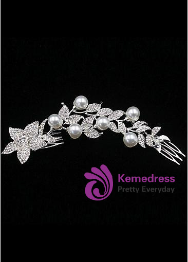 Wedding Hair Jewelry With Rhinestones & Pearls