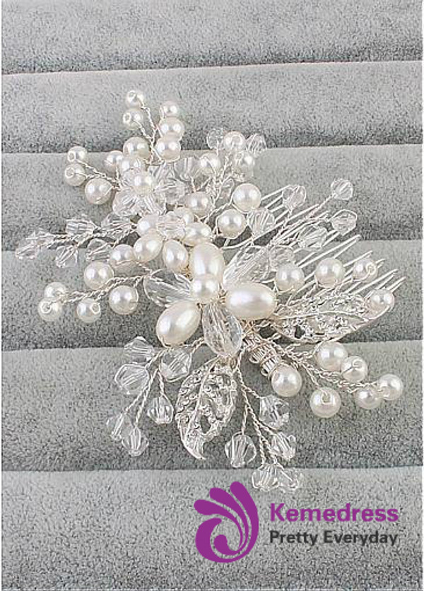 Wedding Hair Ornament With Rhinestones & Pearls