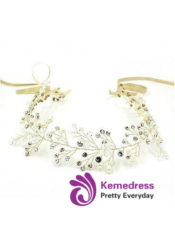 Graceful Alloy Wedding Hair Jewelry With Rhinestones & Pearls