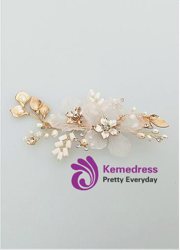 Delicate Alloy Wedding Hair Jewelry With Flowers