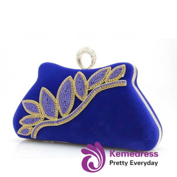 Cheap Elegant Upscale Diamante Leaf Evening Clutch