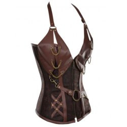 Sexy Vintage Halter Faux Leather Corset