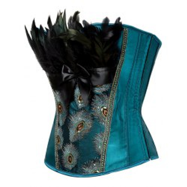 Cheap Feather Sequined Embroidered Corset