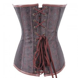 Cheap Women's Trendy Steampunk Brown Beaded Zipper Corset