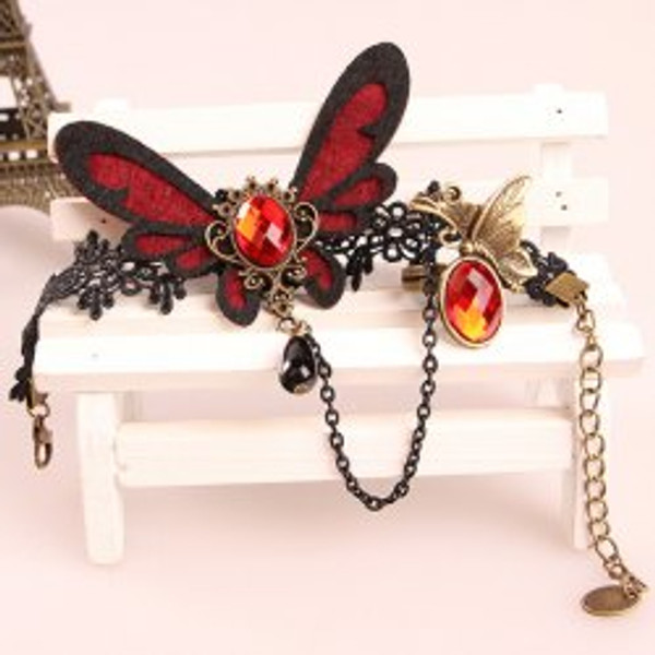 Cheap Faux Ruby Butterfly Hollowed Lace