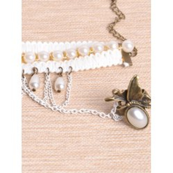 Cheap  Faux Pearl Butterfly Bracelet With Ring