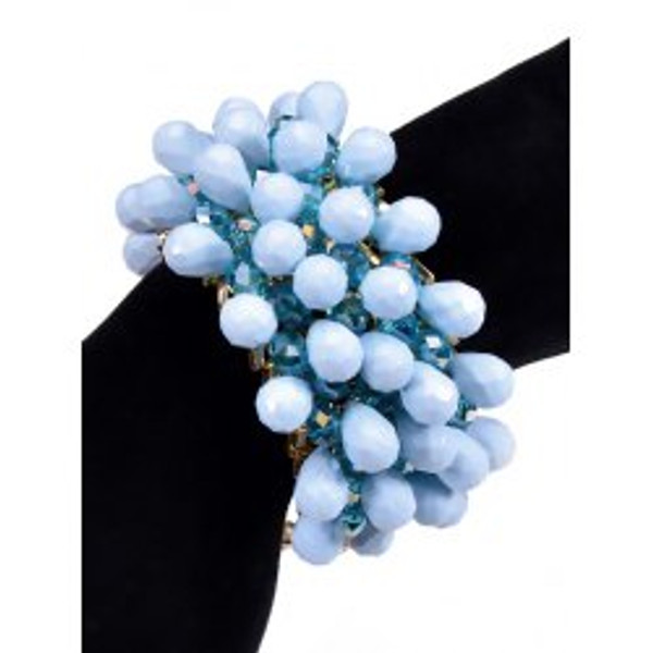 Blue Faux Crystal Water Drop Beaded Bracelet
